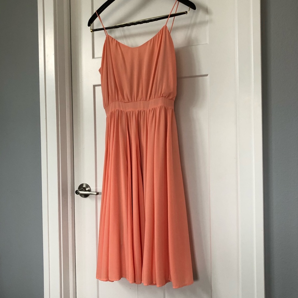 Paper crown flowy peach dress